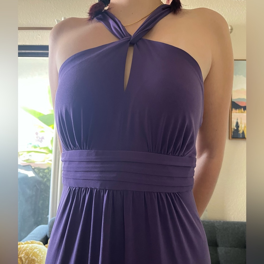 Amsale Jersey Halter A line Floor length Dress Gown Sz 6 & 8 - Picture 3 of 5
